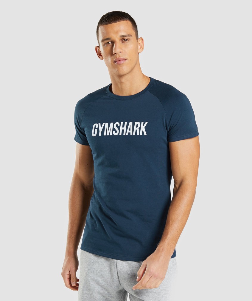 Navy Men's Gymshark Apollo T-Shirts | USA-74689