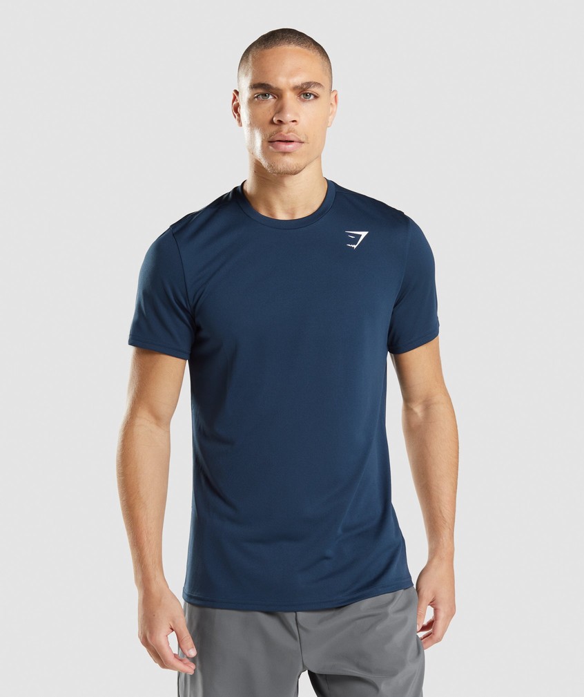 Navy Men's Gymshark Arrival T-Shirts | USA-87315