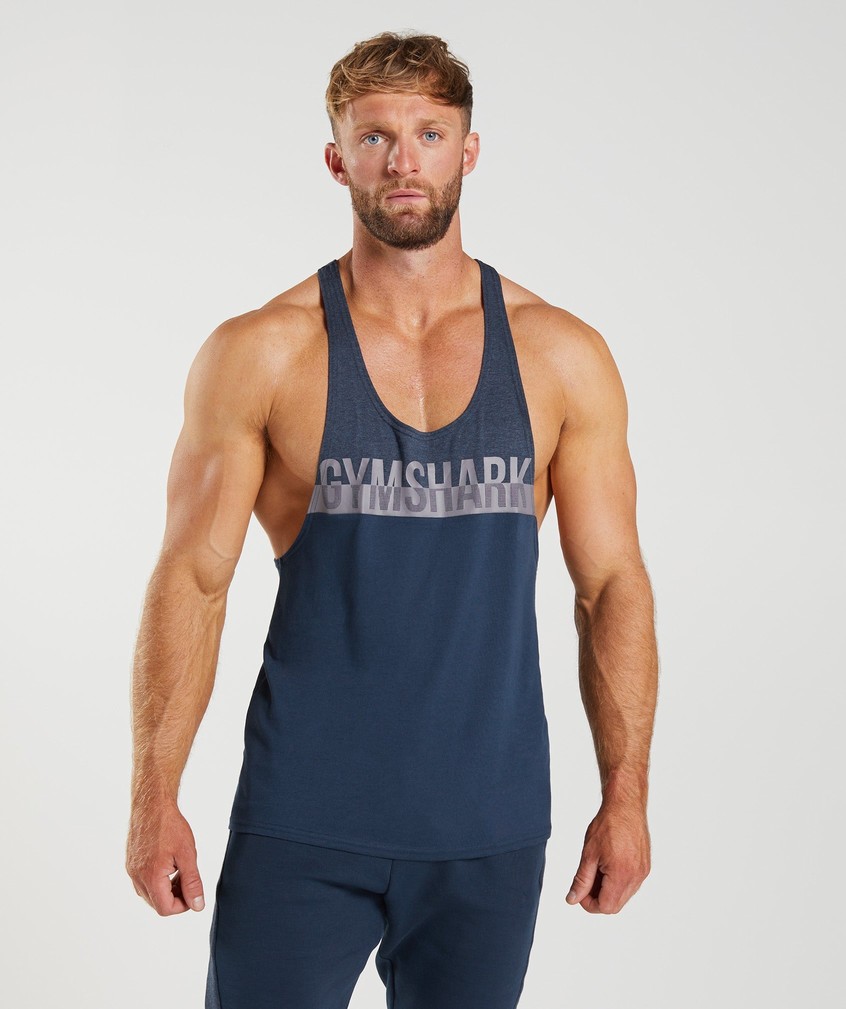 Navy Men's Gymshark Bold React Stringer | USA-36890