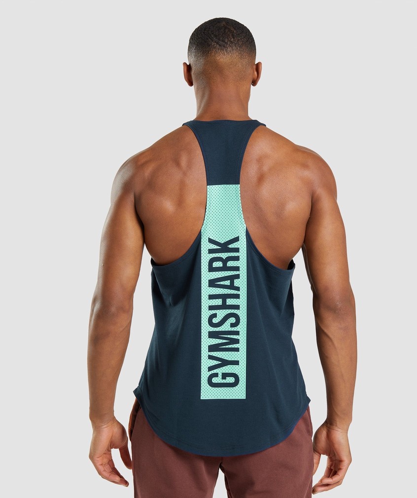 Navy Men's Gymshark Bold Stringer | USA-37084