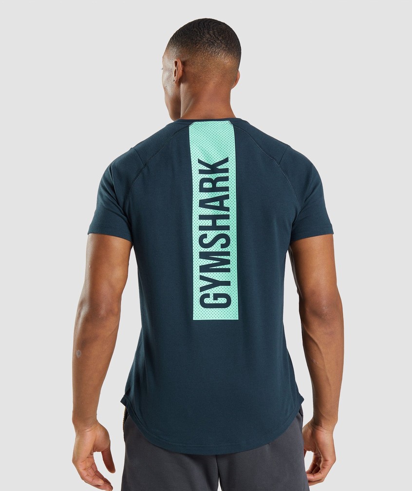 Navy Men's Gymshark Bold T-Shirts | USA-76385