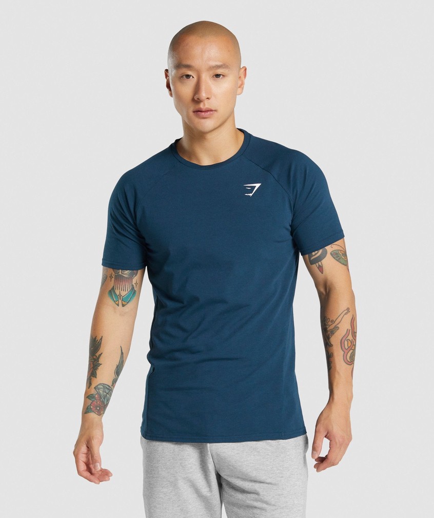 Navy Men's Gymshark Critical 2.0 T-Shirts | USA-01743