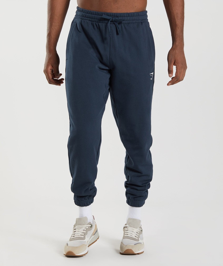 Navy Men's Gymshark Essential Oversized Joggers | USA-27130