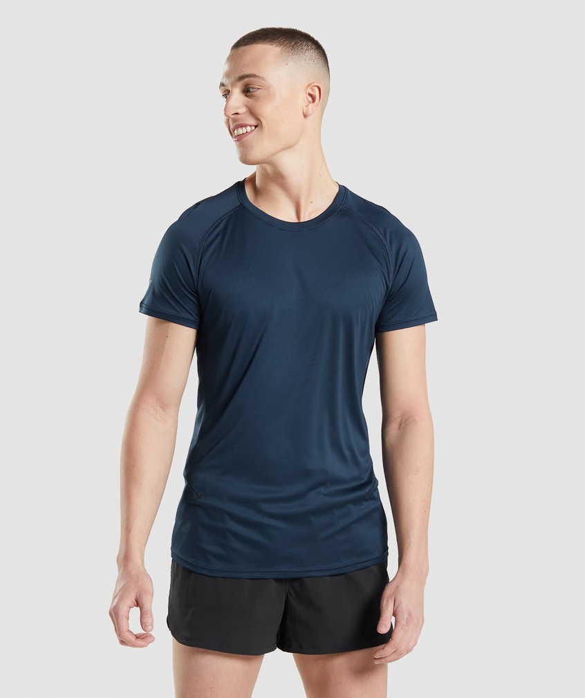 Navy Men's Gymshark Speed Evolve T-Shirts | USA-01725