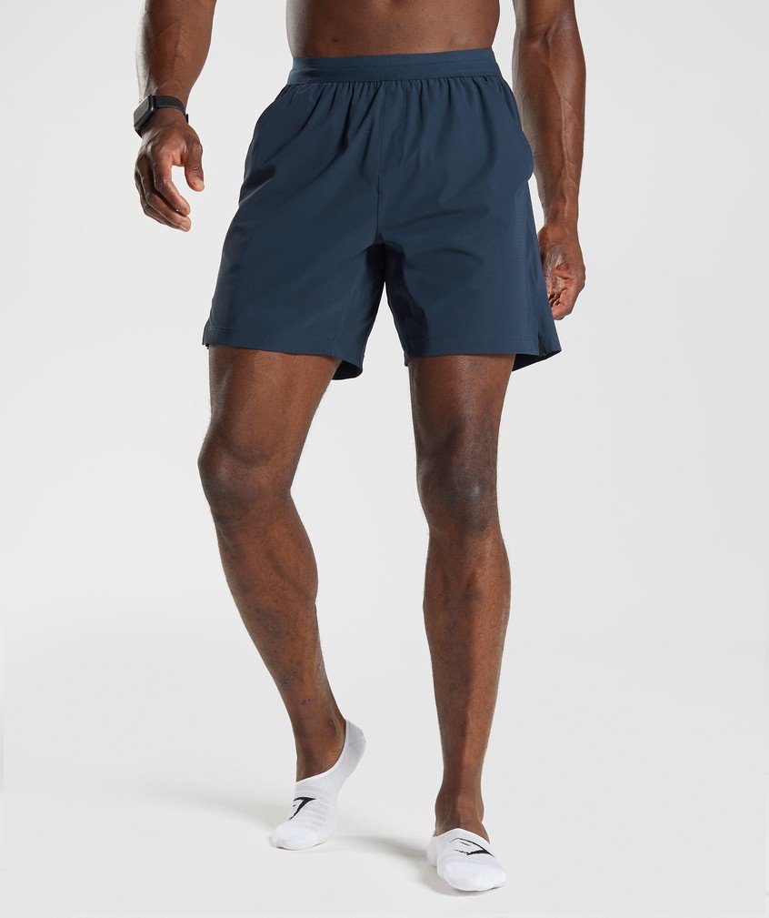 Navy Men's Gymshark Studio Shorts | USA-83459