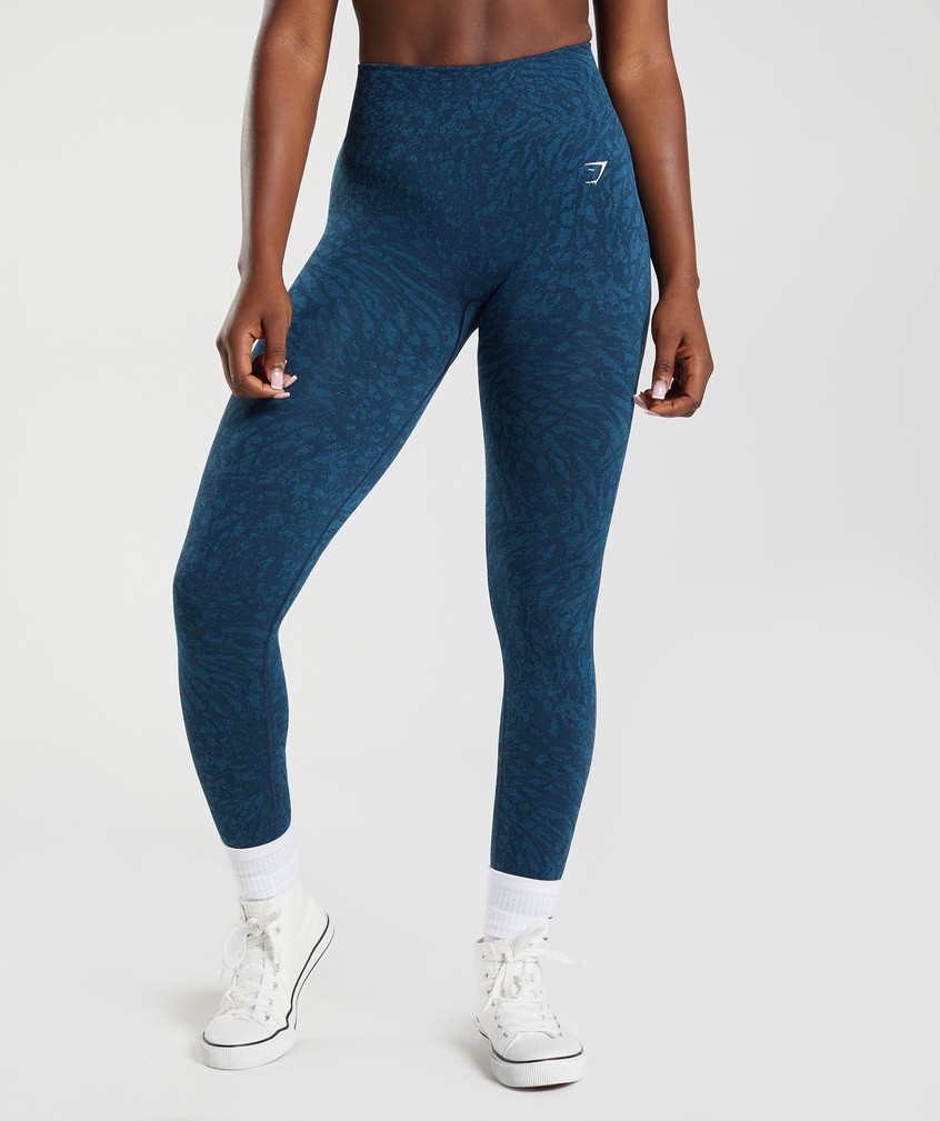 Navy Women's Gymshark Adapt Animal Seamless Leggings | USA-89357