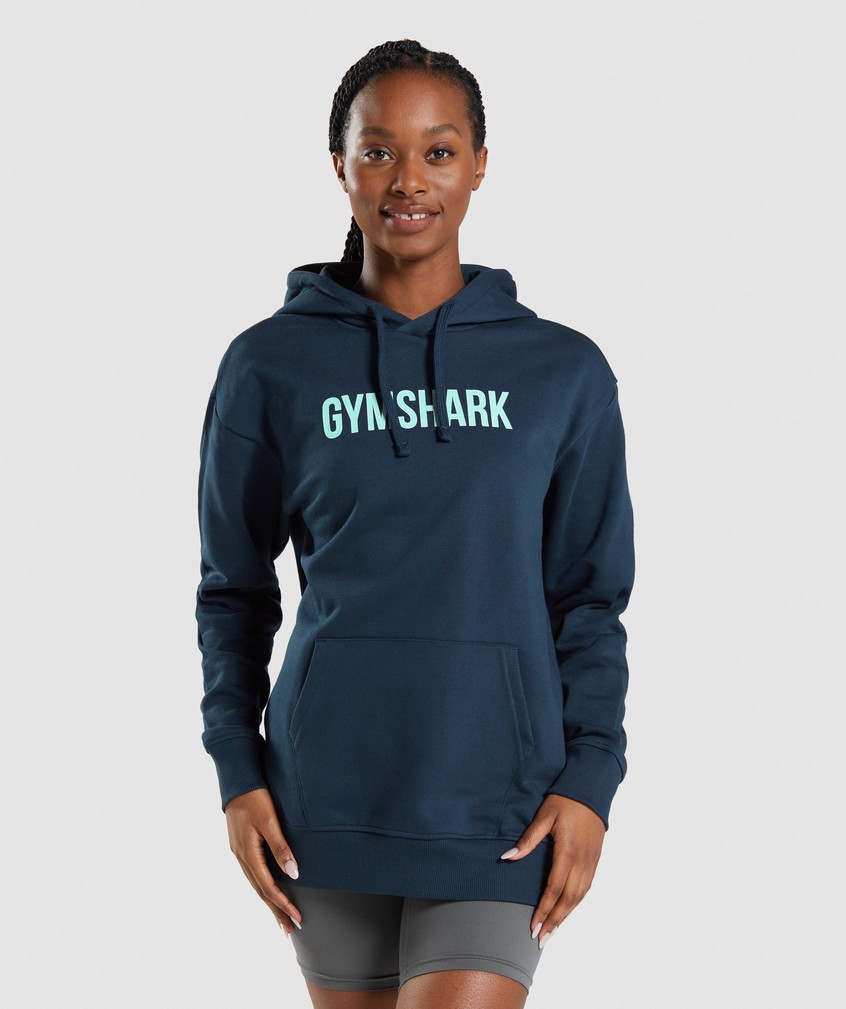 Navy Women's Gymshark Apollo Oversized Hoodie Pullover | USA-86409