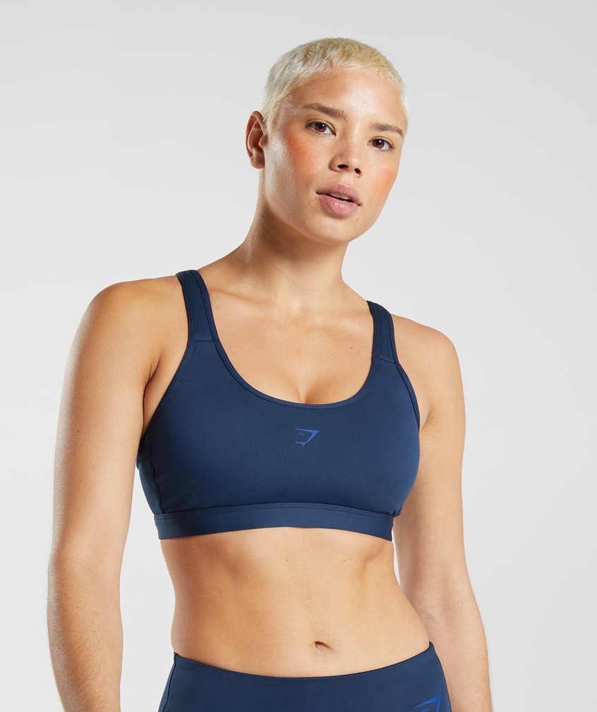 Navy Women's Gymshark Fraction Sports Bra | USA-01482