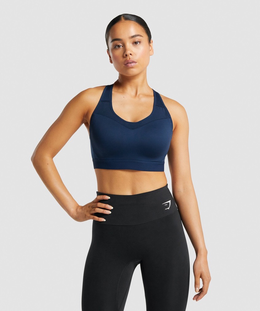 Navy Women's Gymshark Open Back Sports Bra | USA-34908