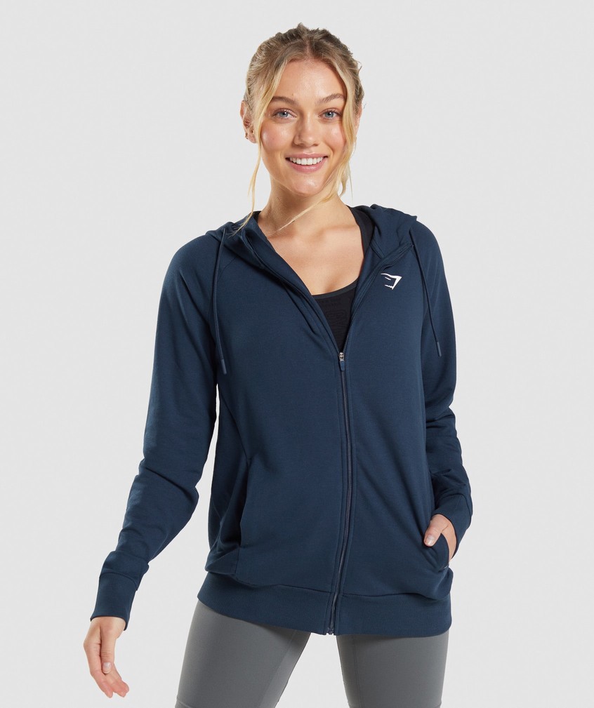 Navy Women's Gymshark Training Zip Hoodie | USA-06273