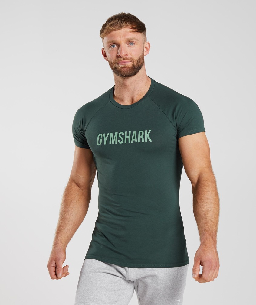 Obsidian Green Men's Gymshark Apollo T-Shirts | USA-91285