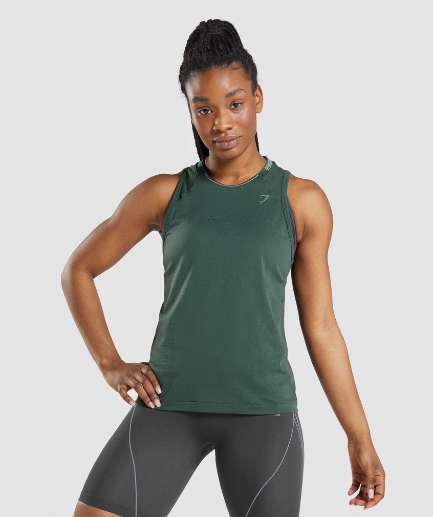 Obsidian Green Women's Gymshark Apex Seamless Tank | USA-69512