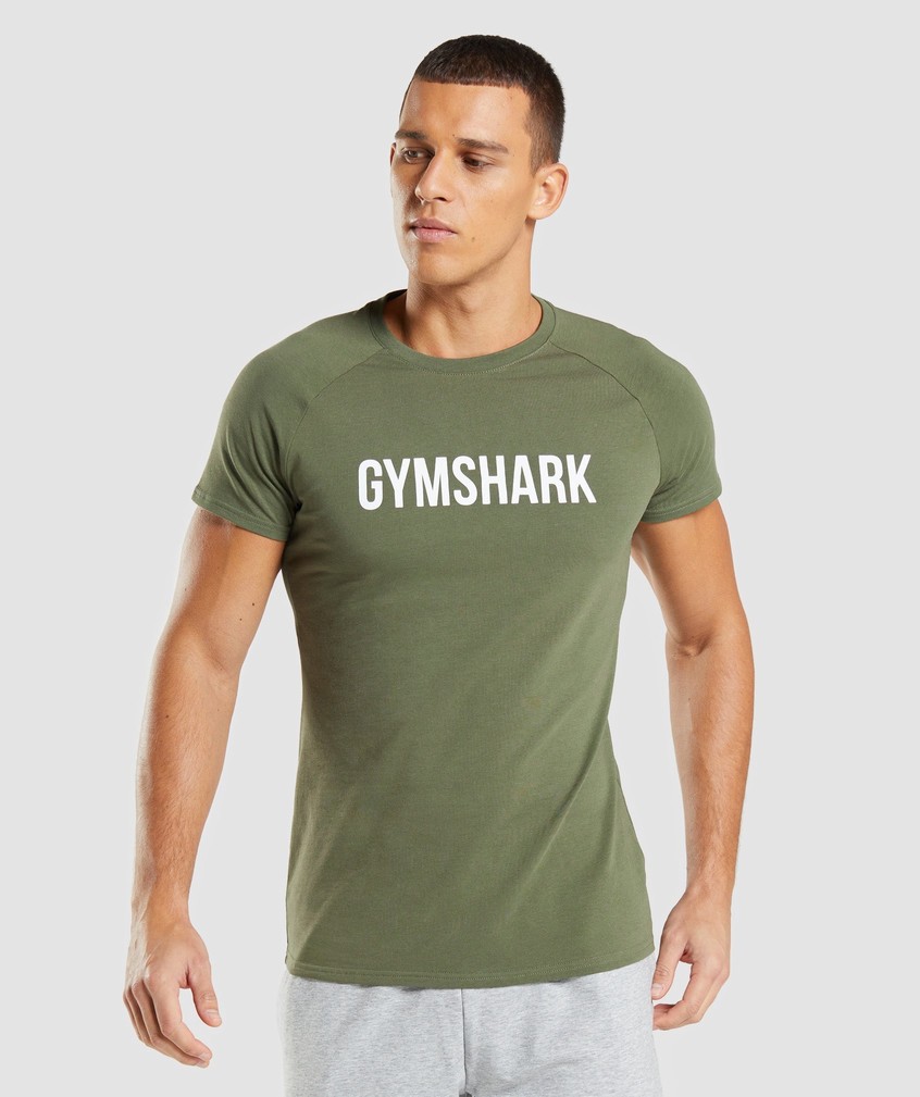 Olive Men's Gymshark Apollo T-Shirts | USA-90635