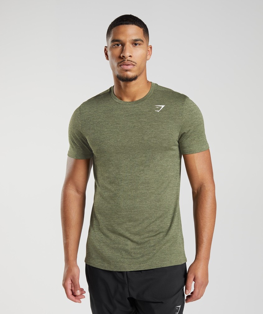 Olive Men's Gymshark Arrival Marl T-Shirts | USA-27804