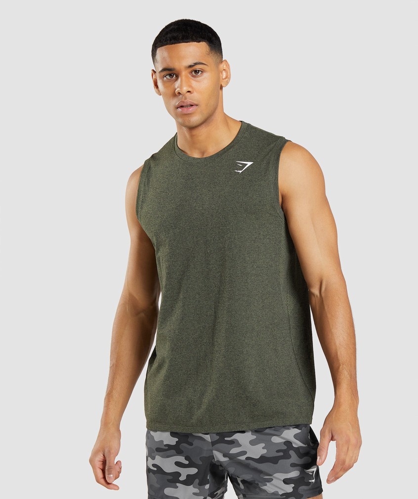 Olive Men's Gymshark Arrival Seamless Tank | USA-37642