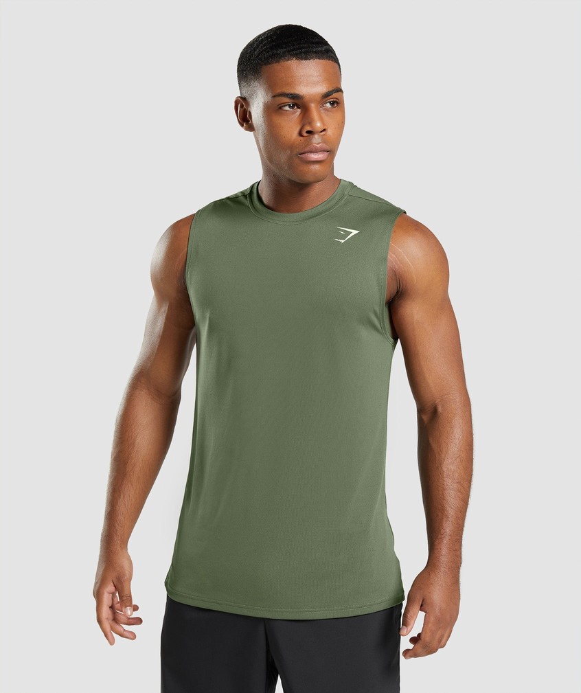 Olive Men's Gymshark Arrival Sleeveless Tank | USA-36904