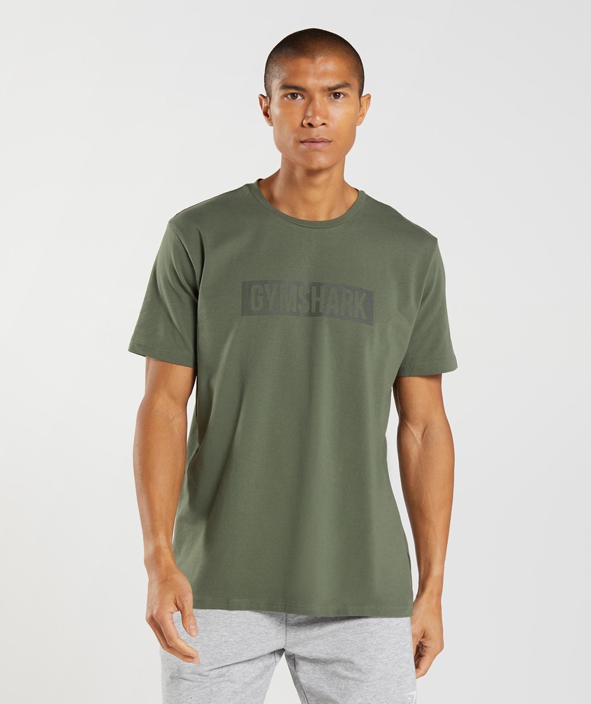 Olive Men's Gymshark Block T-Shirts | USA-61342