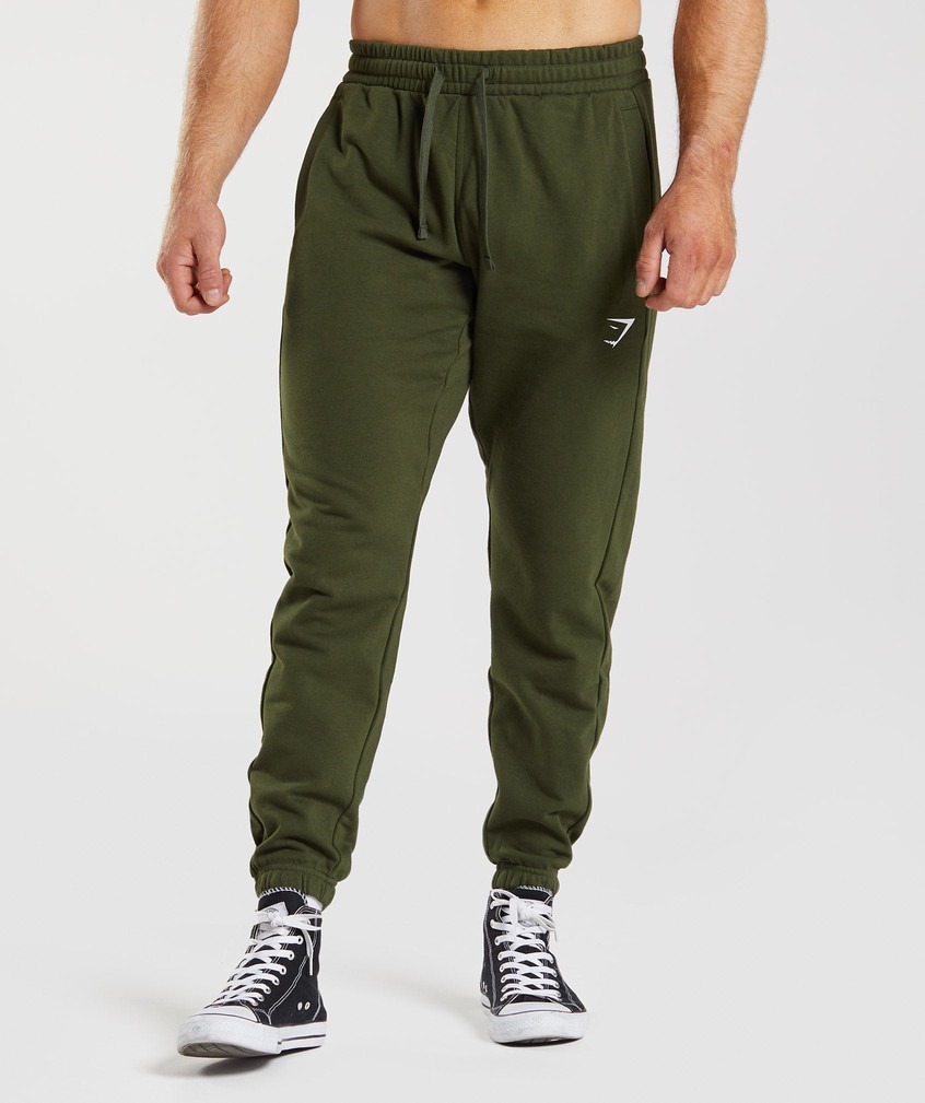 Olive Men's Gymshark Essential Oversized Joggers | USA-90847