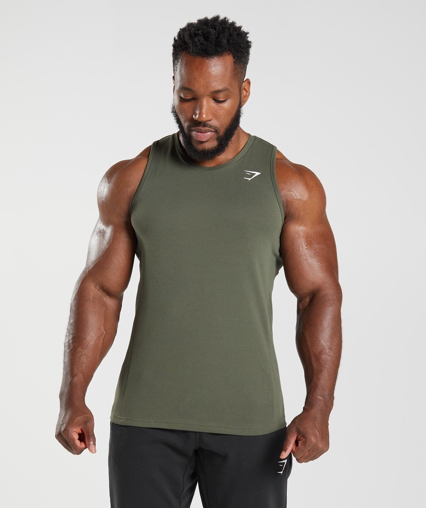 Olive Men's Gymshark React Tank | USA-07245