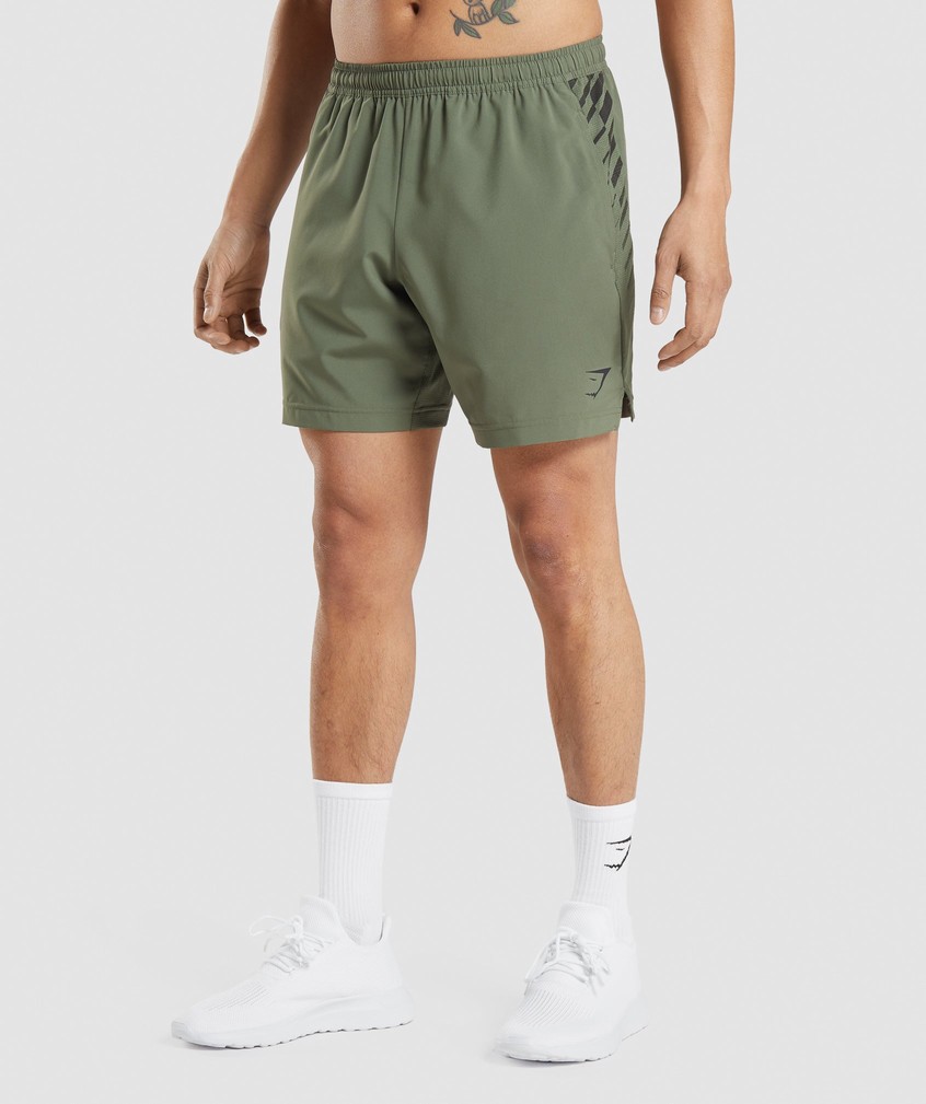 Olive Men's Gymshark Sport Stripe 7" Shorts | USA-63257