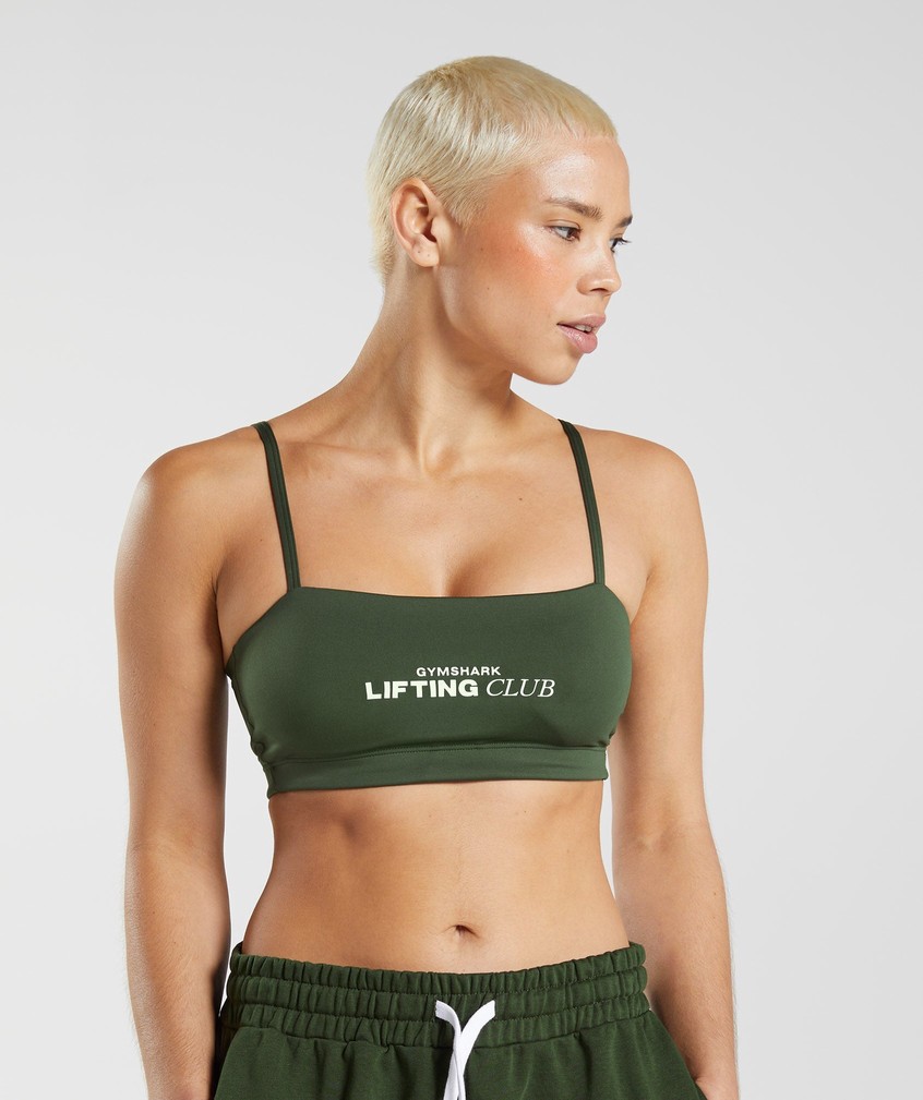 Olive Women's Gymshark Social Club Bandeau Bra | USA-13792