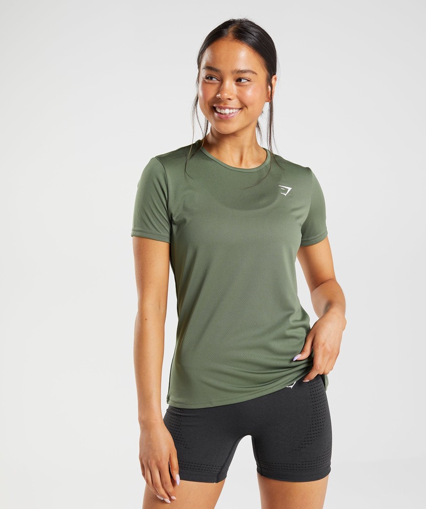 Olive Women's Gymshark Training T-Shirts | USA-81405