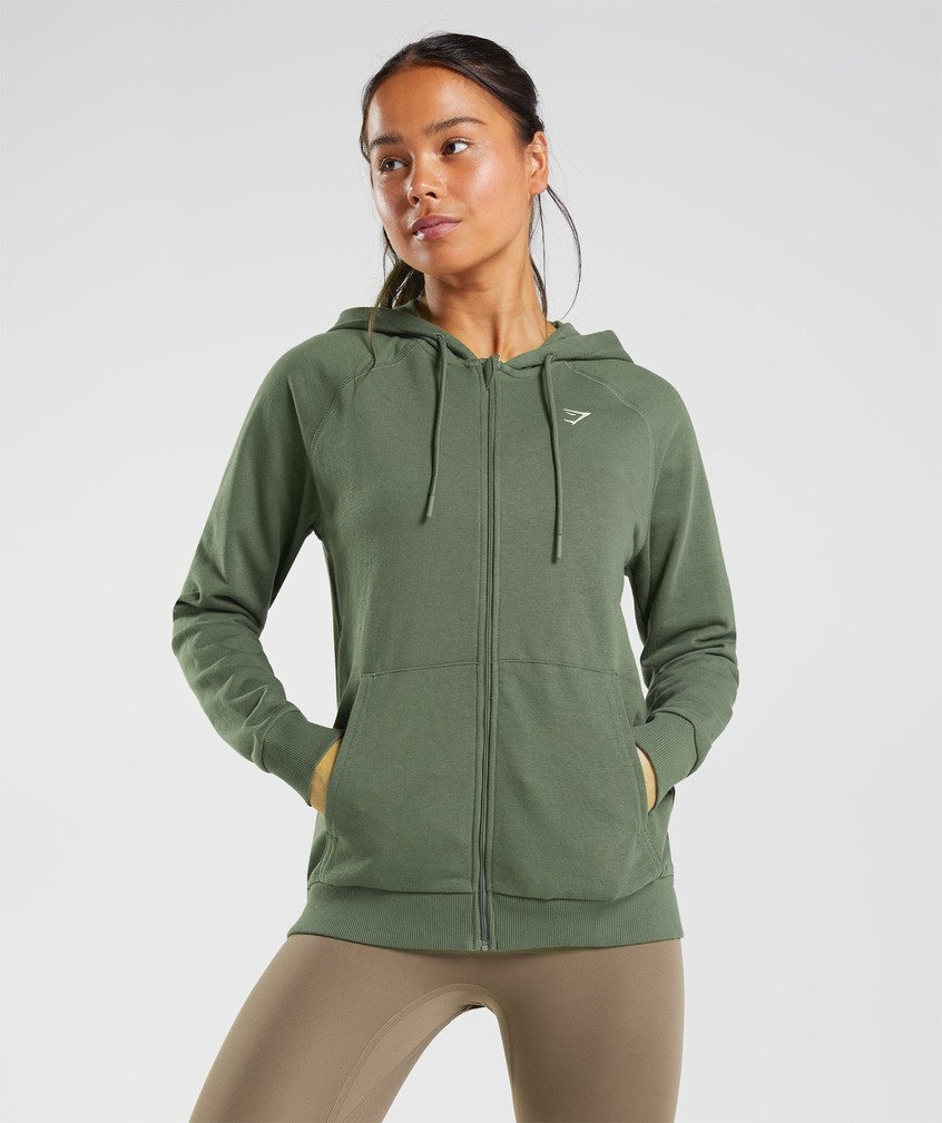 Olive Women's Gymshark Training Zip Hoodie | USA-75980