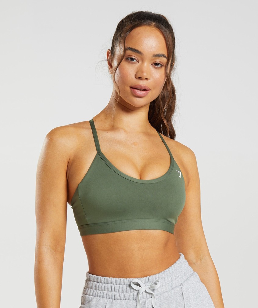 Olive Women's Gymshark V Neck Sports Bra | USA-91453