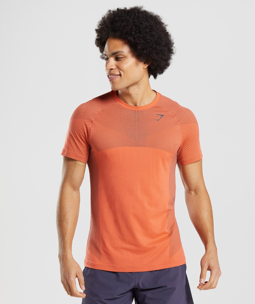 Orange / Black Grey Men's Gymshark Apex Seamless T-Shirts | USA-94286