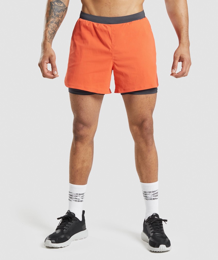 Orange Men's Gymshark Speed Evolve 5" 2 In 1 Shorts | USA-01374