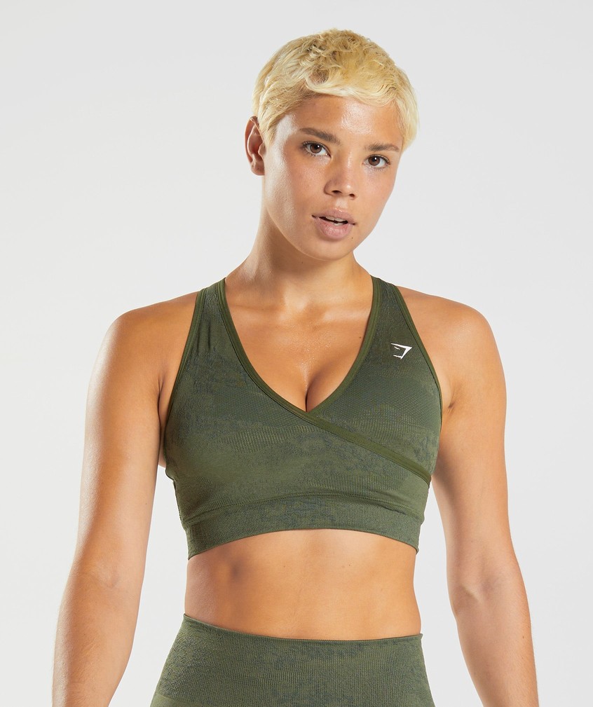 Orange / Olive Women's Gymshark Adapt Camo Seamless Sports Bra | USA-32764