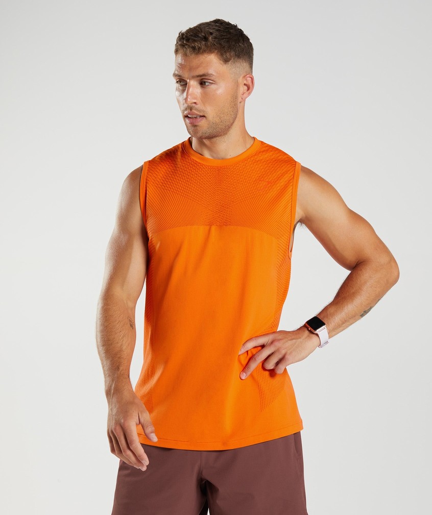 Orange / Red Men's Gymshark Apex Seamless Tank | USA-34892