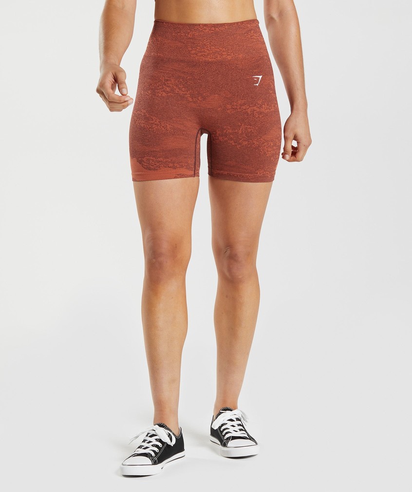 Orange / Red / Pink Brown Women's Gymshark Adapt Camo Seamless Shorts | USA-42765