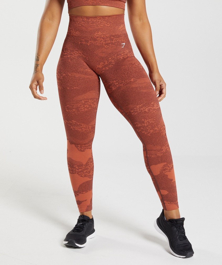 Orange / Red / Pink Brown Women's Gymshark Adapt Camo Seamless Leggings | USA-45168