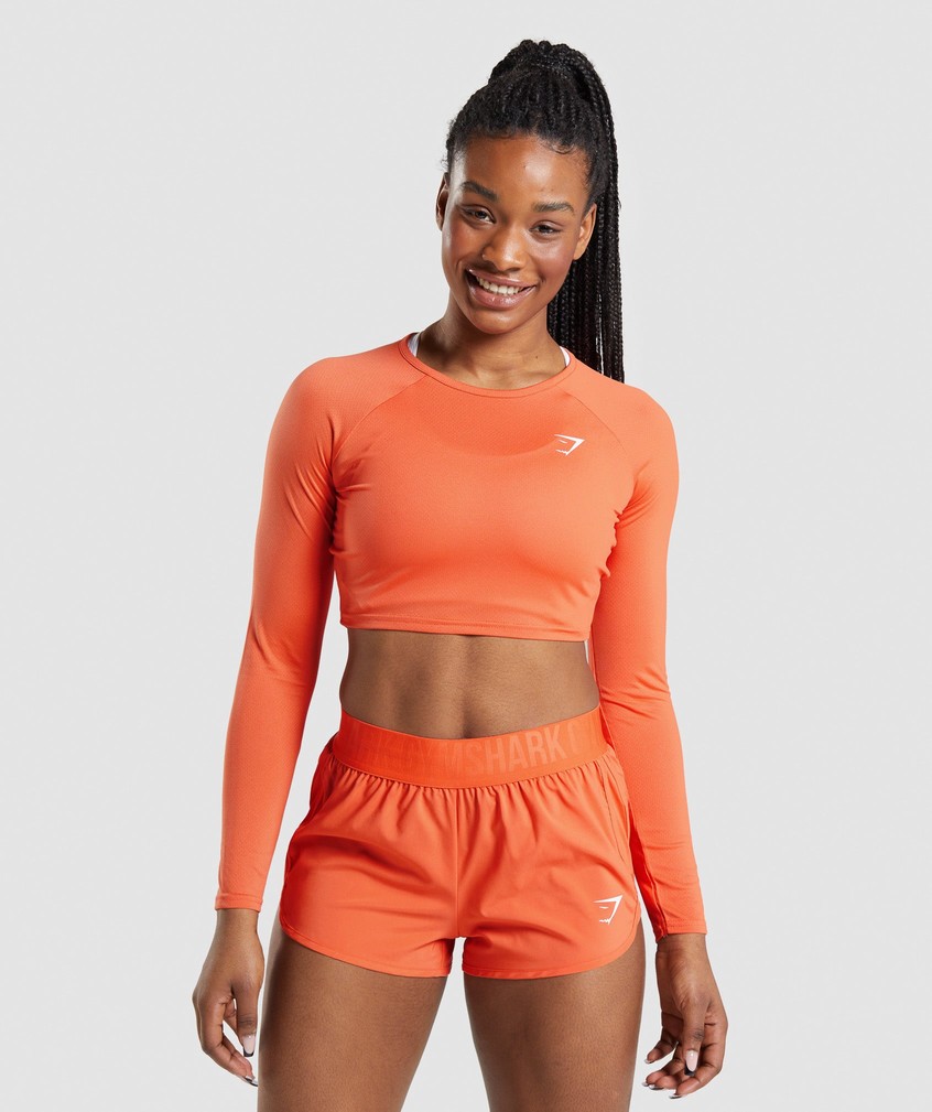 Orange Women's Gymshark Training Long Sleeve Crop Top T-Shirts | USA-80254