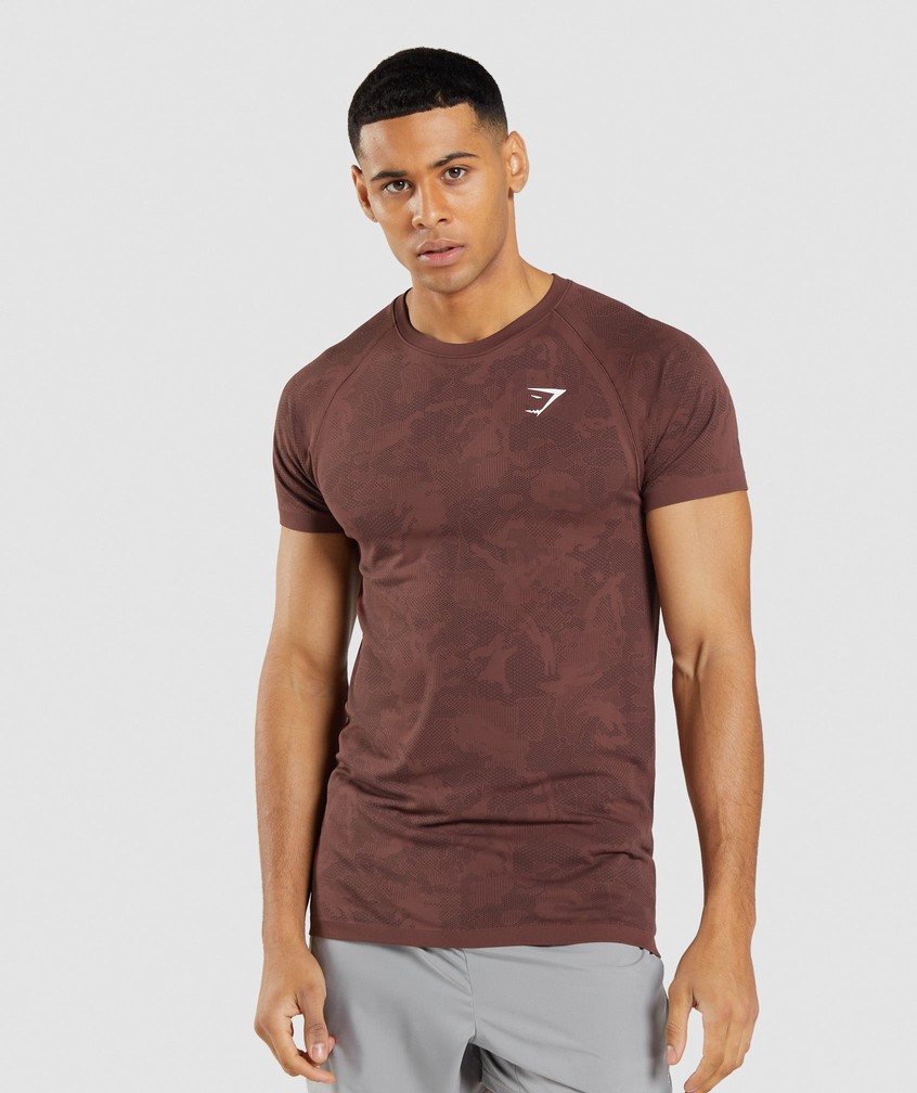 Pink Brown / Black Men's Gymshark Geo Seamless T-Shirts | USA-08561