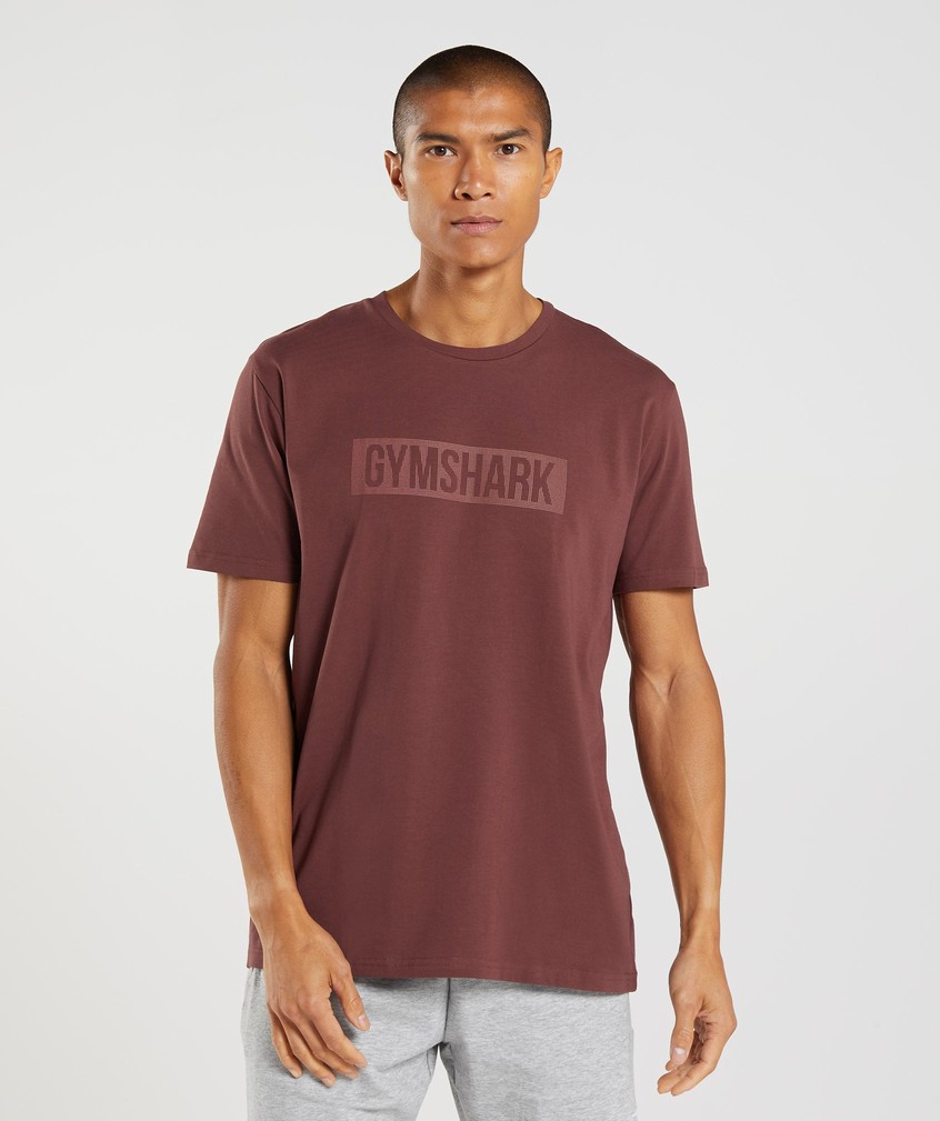 Pink Brown Men's Gymshark Block T-Shirts | USA-76821