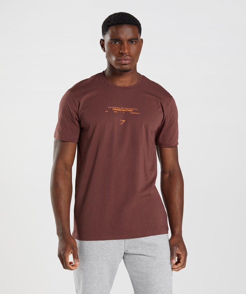 Pink Brown Men's Gymshark Hybrid Wellness T-Shirts | USA-68931