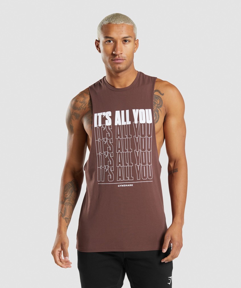 Pink Brown Men's Gymshark Its All You Drop Arm Tank | USA-13924