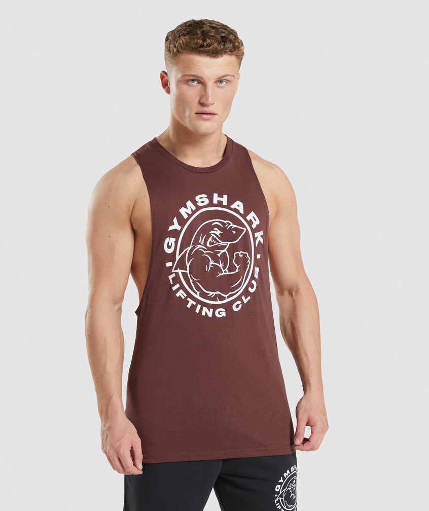 Pink Brown Men's Gymshark Legacy Drop Arm Tank | USA-50428