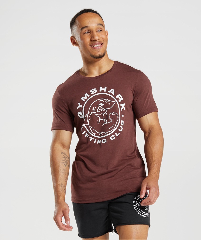 Pink Brown Men's Gymshark Legacy T-Shirts | USA-18349