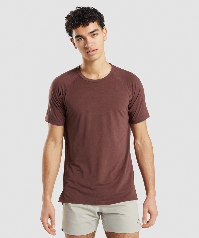 Pink Brown Men's Gymshark Studio Amplify T-Shirts | USA-37965