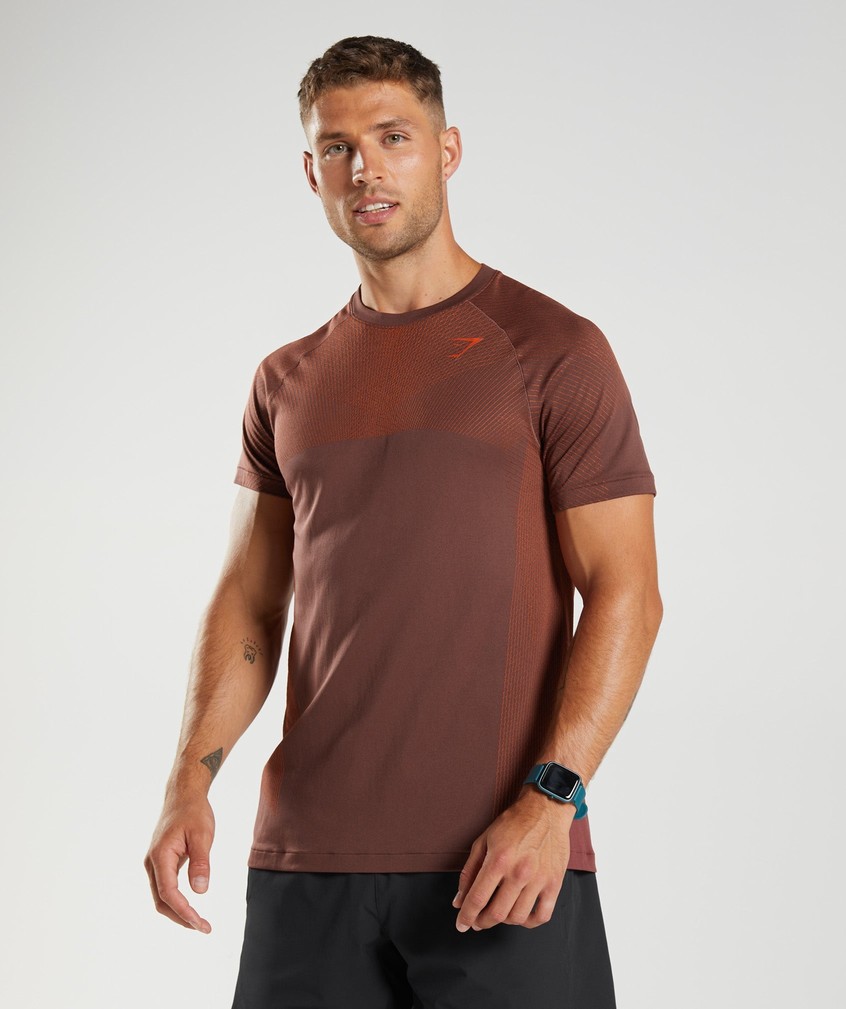 Pink Brown / Red Men's Gymshark Apex Seamless T-Shirts | USA-75612