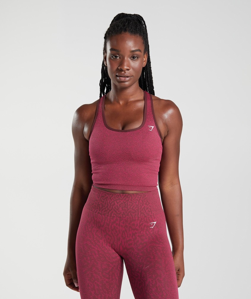 Pink Brown Women's Gymshark Adapt Animal Seamless Crop Tank T-Shirts | USA-43206