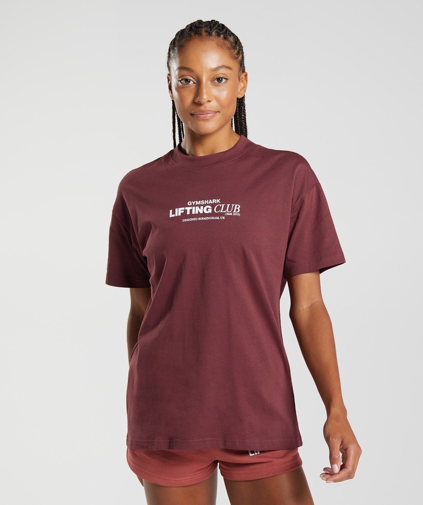 Pink Brown Women's Gymshark Social Club Oversized T-Shirts | USA-08621