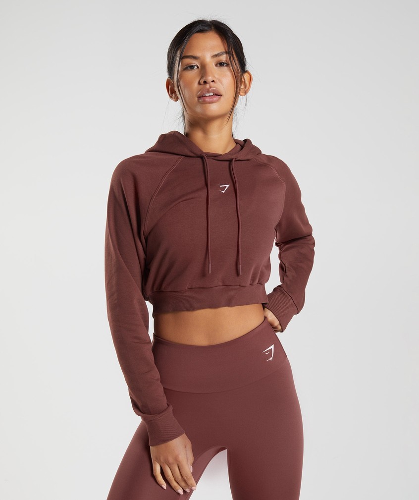 Pink Brown Women's Gymshark Training Cropped Hoodie | USA-05139