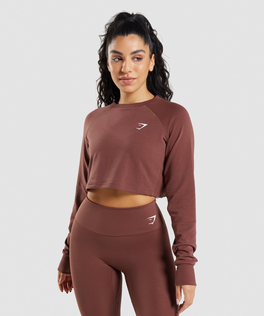 Pink Brown Women's Gymshark Training Cropped Sweater | USA-39481