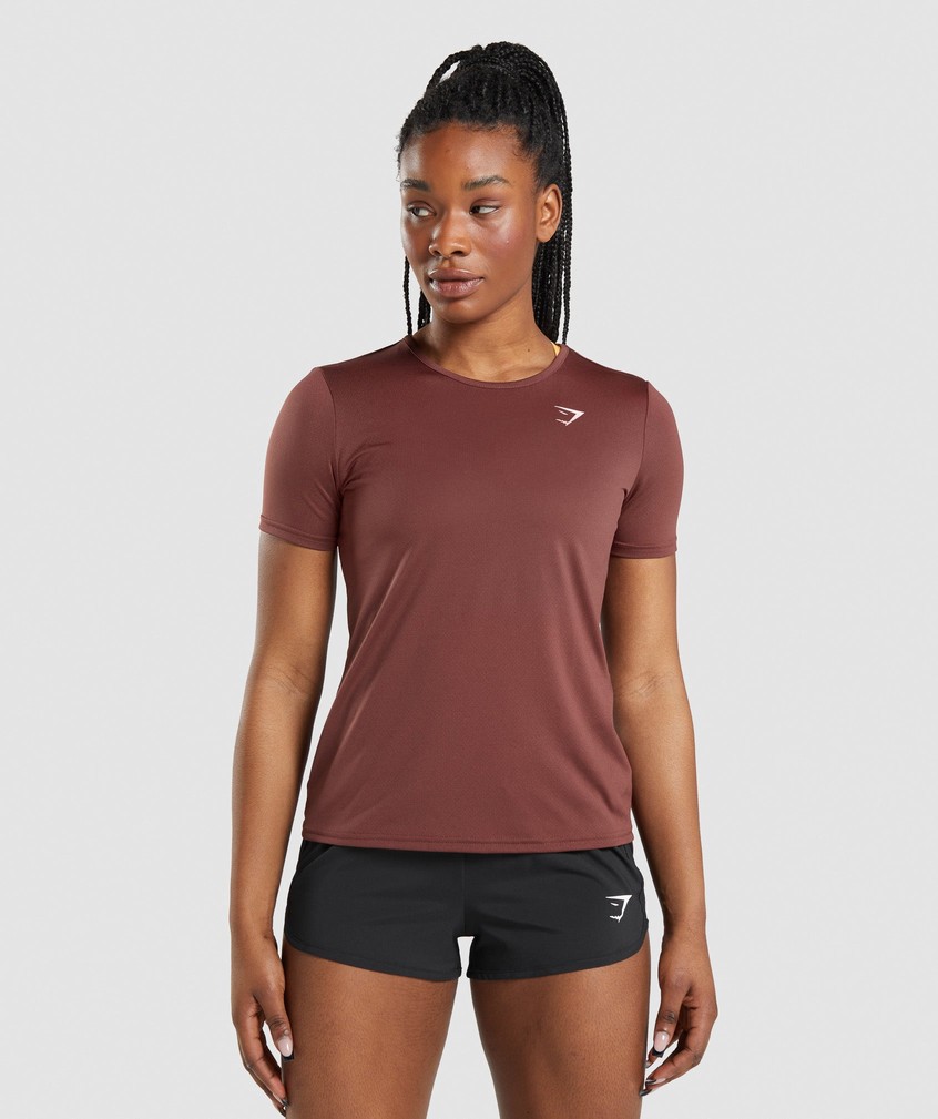 Pink Brown Women's Gymshark Training T-Shirts | USA-41578