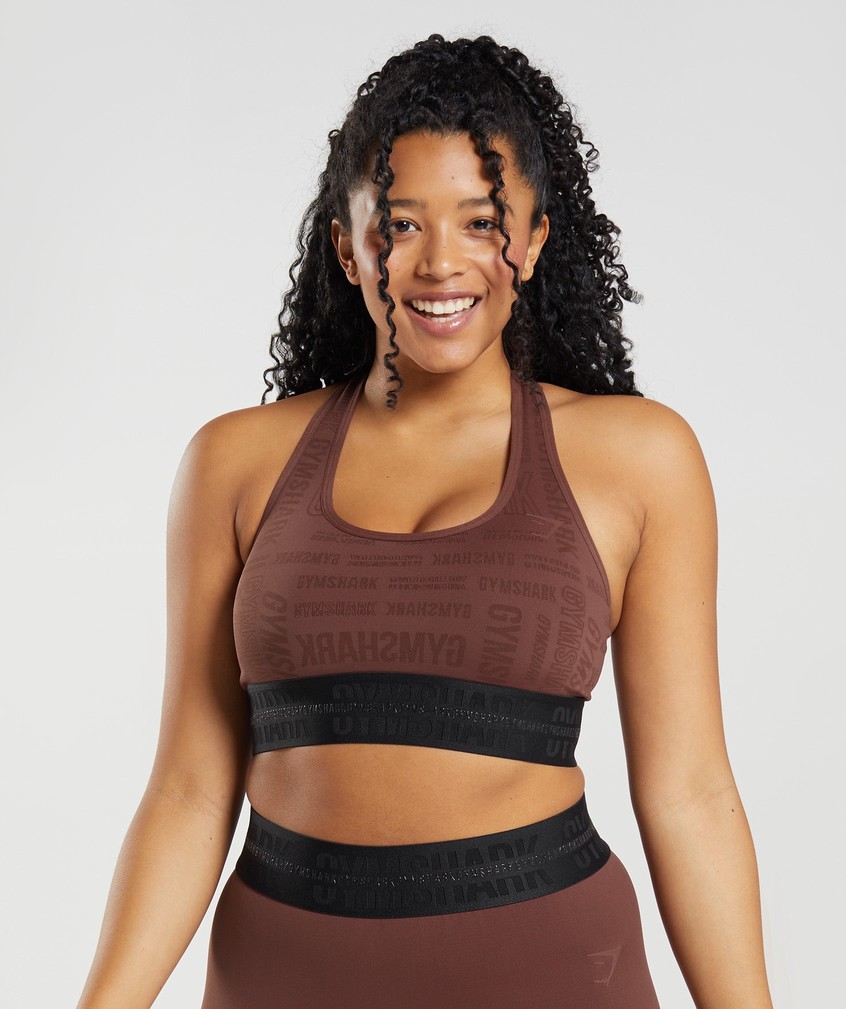 Pink Brown Women's Gymshark Vision Sports Bra | USA-59714