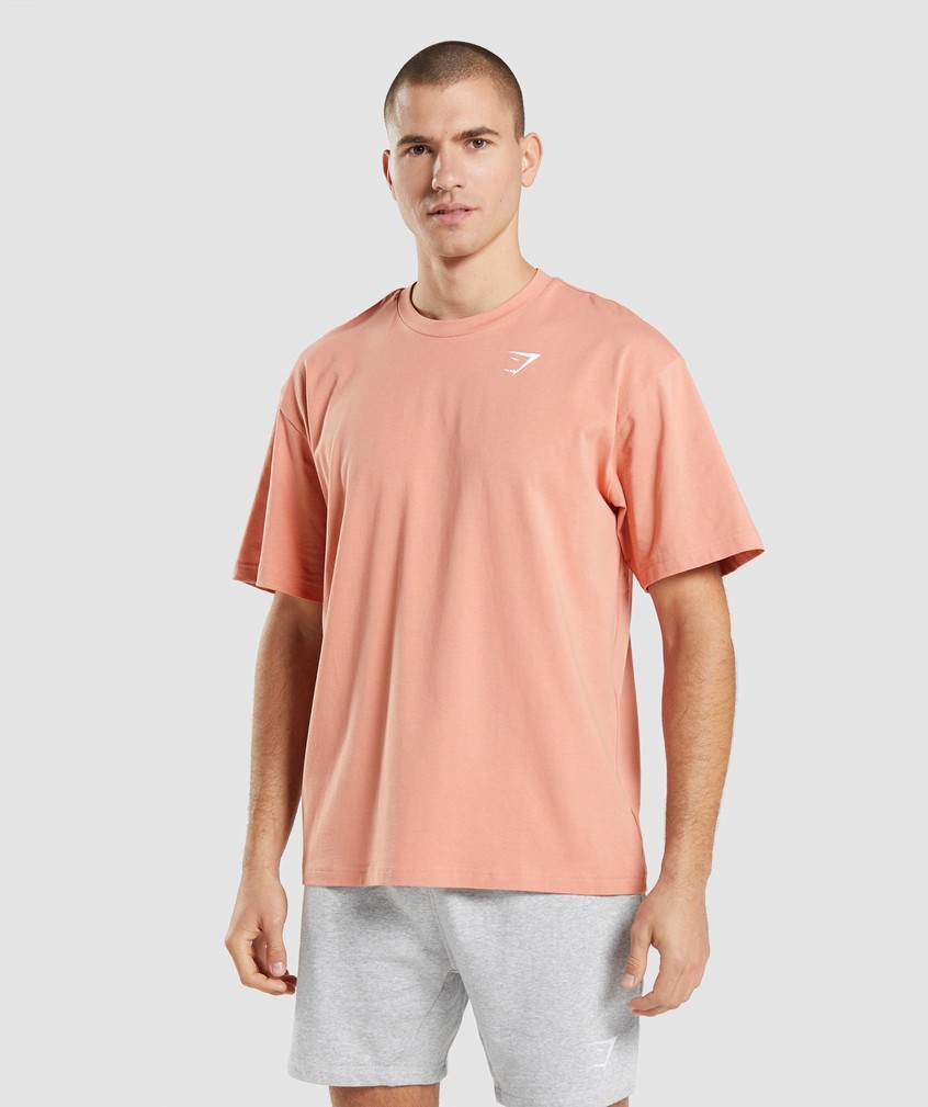 Pink Men's Gymshark Essential Oversized T-Shirts | USA-89021